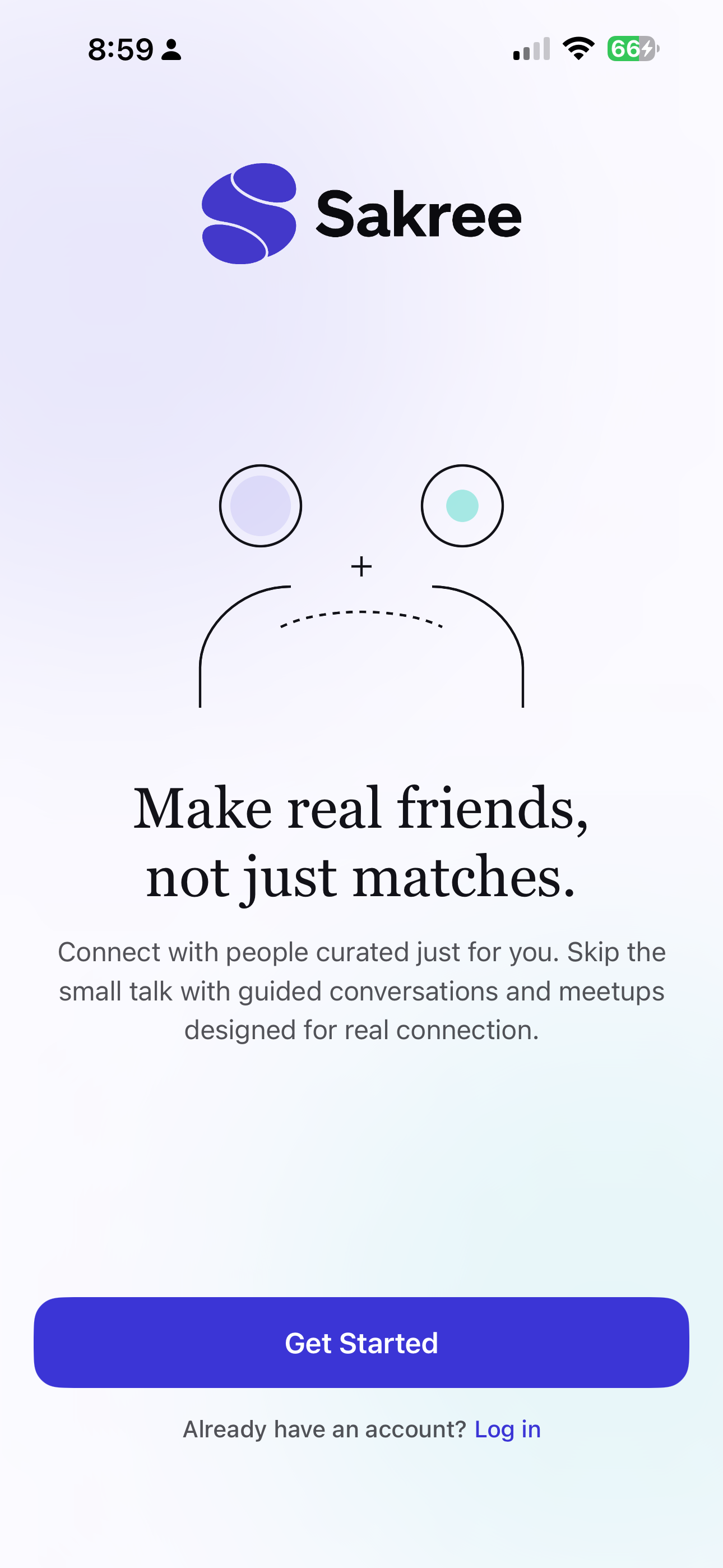 Sakree app - Welcome screen